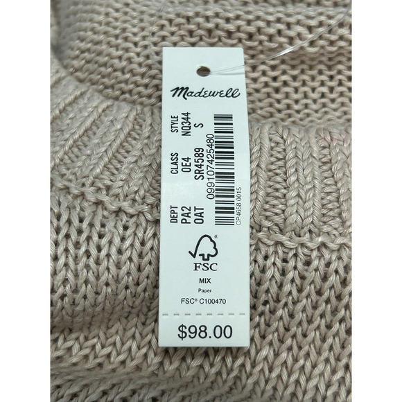 NWT Madewell Women's Oat Linen Drop Shoulder Pullover Sweater NQ344 Size Small - Picture 5 of 10